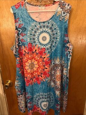 Simple Blue Sleeveless Mini Dress with Pockets